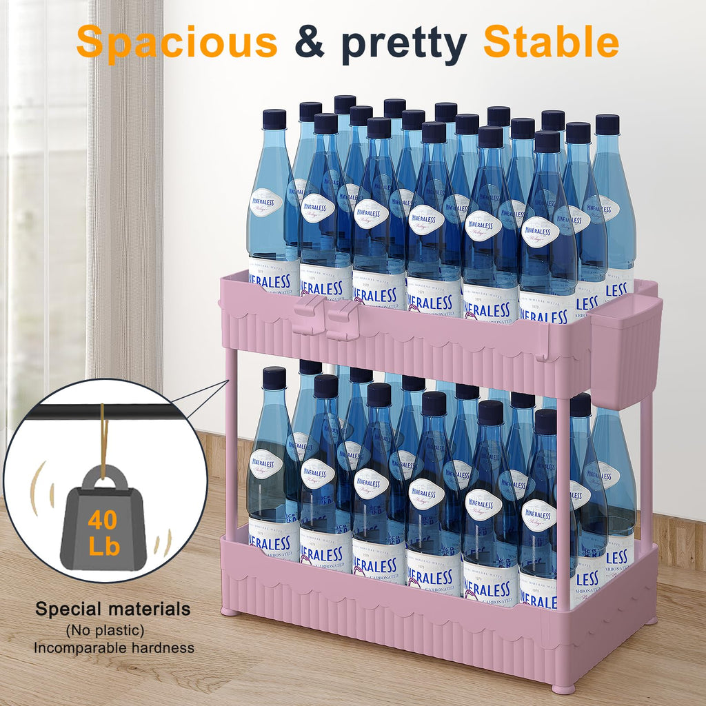 Sevenblue 2-Pack Under Sink Organizer with Hooks & Hanging Cup for Kitchen