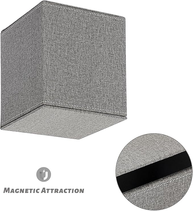 Sumnacon Square Linen Tissue Box Cover - Stylish Cube Tissue Box Holder with Magnetic Bottom, Decorative Tissue Box for Vanity Toilet Dresser Night Stand Table Countertop Home Office Car, Grey