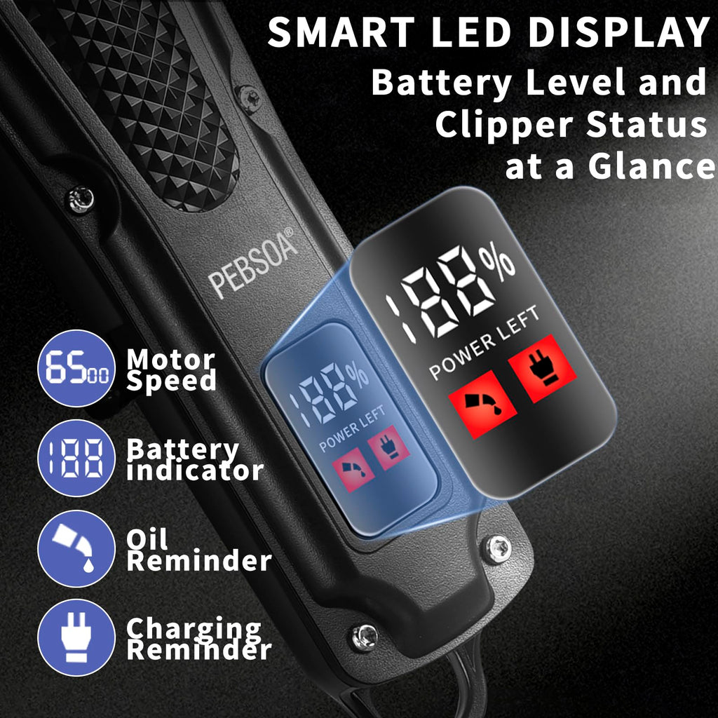 pebsoa Cordless Hair Clippers for Men, Clipper & Trimmer Kit with Nose Trimmer