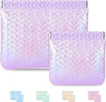 MXXUUOOM 2 Pack Small Makeup Bag for Purse Leather Cosmetic Pouch Organizer, Snap Closure Holographic Woven Makeup Bag, Mini Lipstick Coin Pouch, Travel Makeup Organizer for Women purple