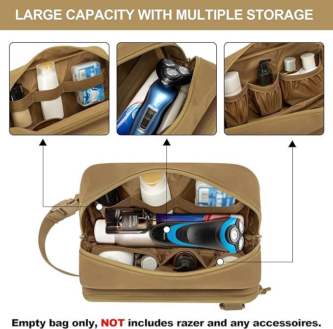 Prokva Tactical Toiletry Travel Bag for Men, Dopp Kit Shaving Organizer Bag