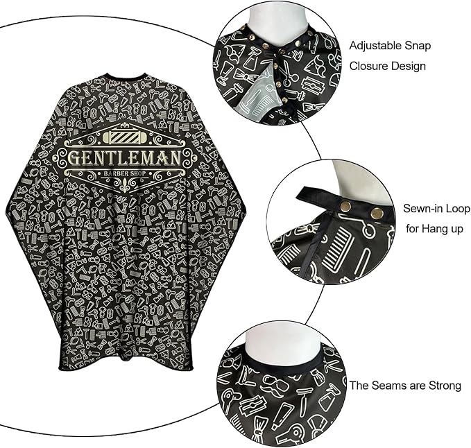 Pelocapa Barber Capes for Men Haircutting Salon Capes with Snaps Stylist Gown Large Waterproof Hairdresser Capes -63”× 56”(Graphite)