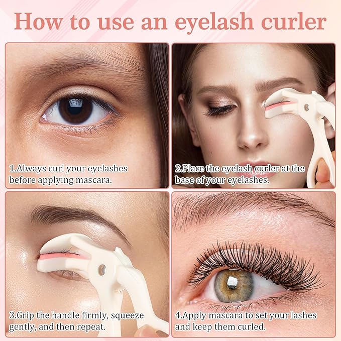 LXUEJIE 2 Style Eyelash Curlers, Plastic Eyelash Curler, Premium Cute Small Eye Lash Curler for No Pinching or Pulling Lash, Professional Makeup Tool for Eyelashes for Long Lasting (White)