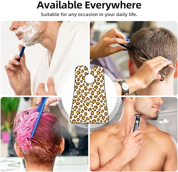 Men's Shaving Accessory Cheetah Gold Leopard Print, Waterproof Beard Apron with Hair Catcher & Suction Cups