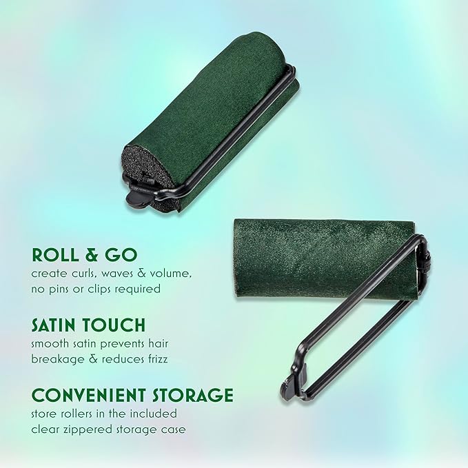 Wicked Elphaba 6PK Satin Rollers - hair rollers - foam rollers - heatless hair curlers - Scunci by Conair