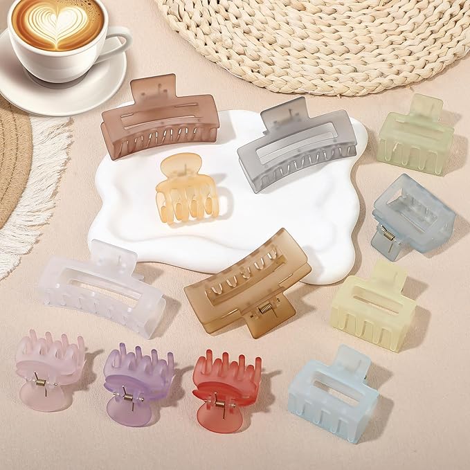 SMKSL 3 Styles Hair Clips for Women Small Medium Big Claw Clips for Thin Thick Hair 12 Pcs Hair Claw Clips Hair Clips Combination Hair Accessories for Women (Ice Cream)