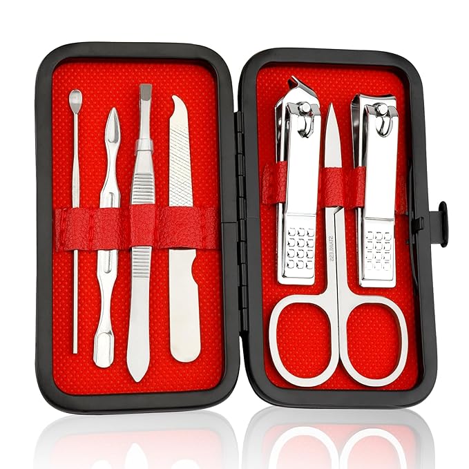 Manicure Kit for Men Women Nail Clippers Pedicure Tools Kit Travel Nail File Toe Set Finger Grooming Kits Christmas Birthday Gifts Ideas Stocking Stuffers Kids Adults Teens Boys Girls Friends(Silver)