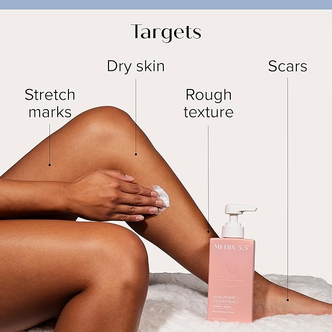 Medix 5.5 Exfoliating AHA Glycolic Acid Face & Body Wash Cleanser + Hyaluronic Acid Moisturizing Body Cream Lotion Skin Care 2-Piece Set, Alpha Hydroxy & Lactic Foaming Face Wash