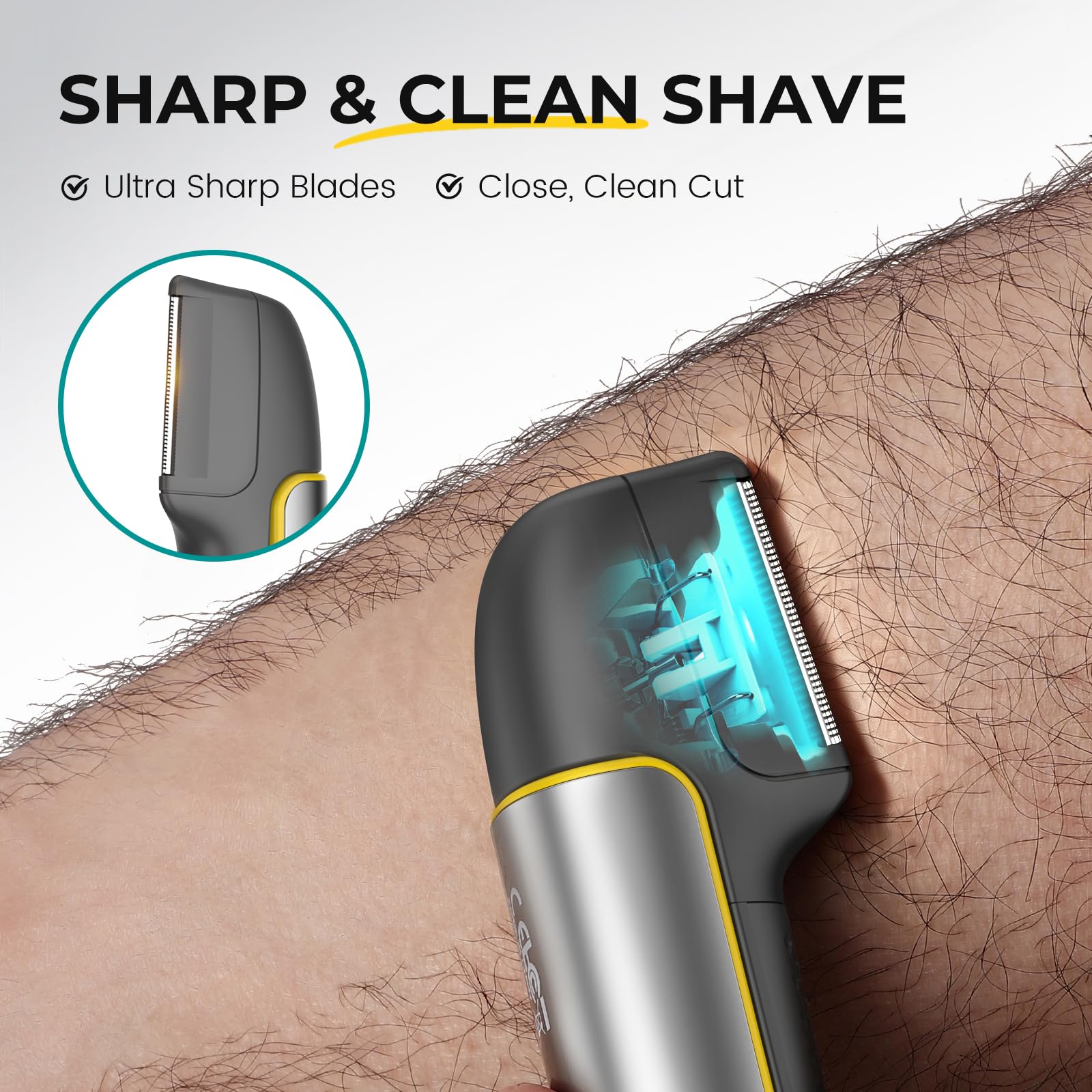 PRITECH Body & Pubic Hair Trimmer for Men Electric Back Shaver for Men