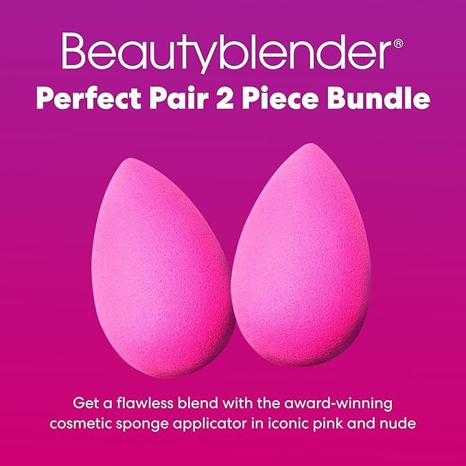 Beautyblender Original Pink Makeup Sponges | Super-Soft Blending Foam for Foundations, Powders & Creams | Reusable & Washable, Vegan & Cruelty Free, Streak-Free Finish - Pack of 2