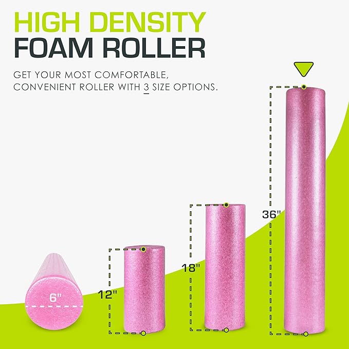 ProsourceFit High Density Foam Rollers Long, Firm Full Body Athletic Massage Tool for Back Stretching, Yoga, Pilates, Post Workout Muscle Recuperation