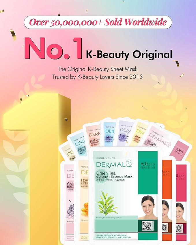 DERMAL 39 Combo Pack Made in Korea Facial Mask – 20+ Years of K-Beauty Experience, Premium Quality Korean Sheet Masks for Daily Skincare Routine