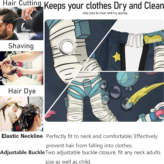 visesunny Barber Cape Astronaut Universe Galaxy Man Dancing Dab Polyester Hair Cutting Salon Cape Apron Anti-Static Haircut Water-Resistant Shaving Cloth Beard Shaving Bib Hairdressing Cape