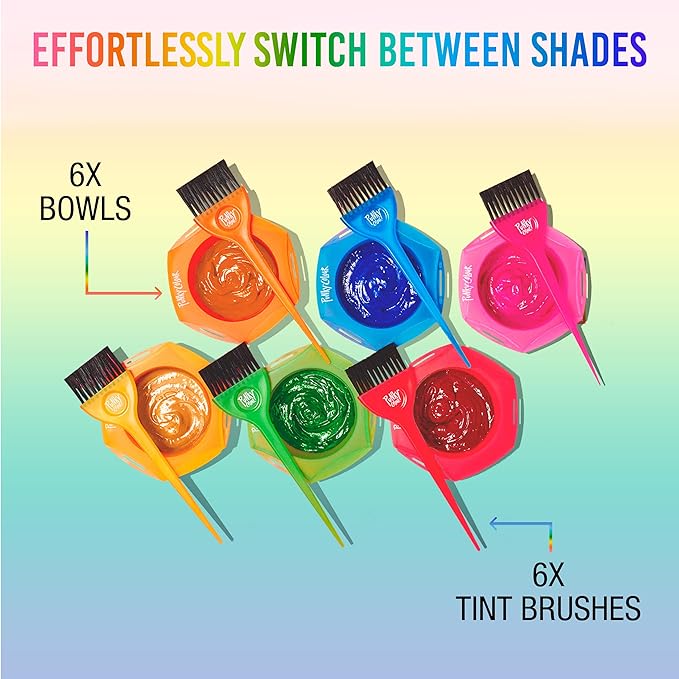 Punky Colour Hair Dye Brush and Bowl Set - Multi-Color Hair Coloring Tools with Mixing Bowl, DIY Dying & Bleaching for Salon & At-Home Use