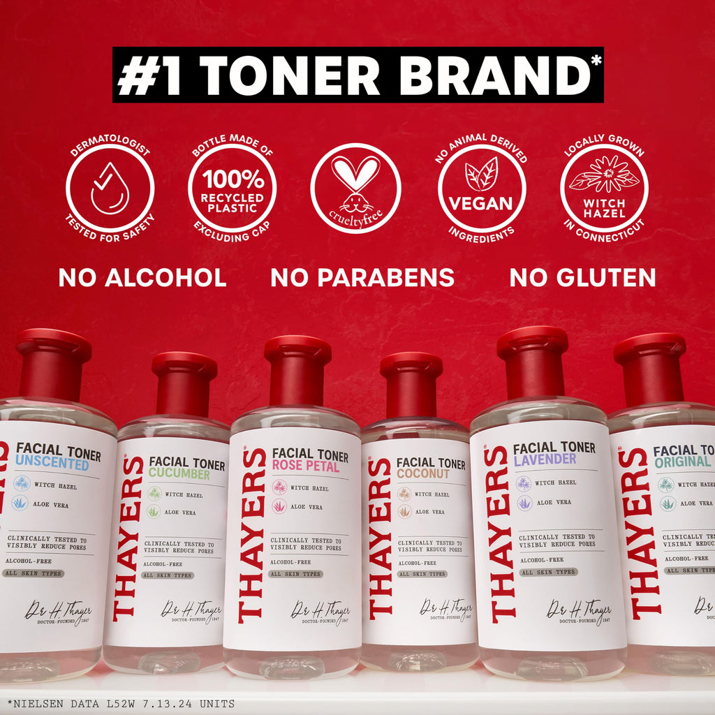 THAYERS Alcohol-Free, Hydrating Coconut Water Witch Hazel Facial Toner with Aloe Vera Formula, Vegan, Dermatologist Tested and Recommended, 12 Oz (Packaging May Vary)