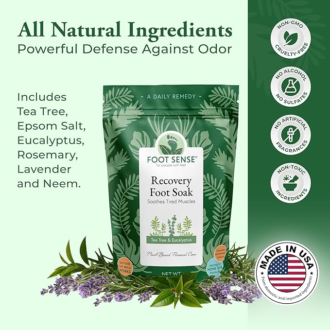 Tea Tree Oil Detox Foot Soak - for Athlete’s Foot, Toenails, Smelly Feet - All Natural Formula - Intensive Foot Repair - 16 oz