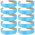 Wecoe 10 Pack Satin 1.3 Inch Wide Light Blue Headbands for Women & Girls - Non-Slip Fashion Hair Accessories for DIY Holiday Costume, Diademas Coreanas Para Mujer