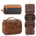 Elviros Hanging Travel Toiletry Bag Gift for Men，Mens Toiletries Bag Gifts Set Shaving Dopp Kit Water-resistant Bathroom Toiletries Organizer PU Leather Cosmetic Bags 2 Pack