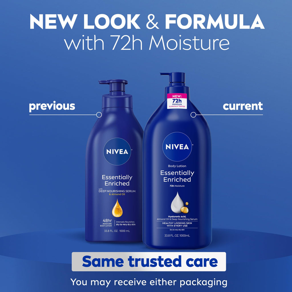 NIVEA Essentially Enriched Body Lotion Very Dry Skin, Almond Oil 33.8 Fl Oz