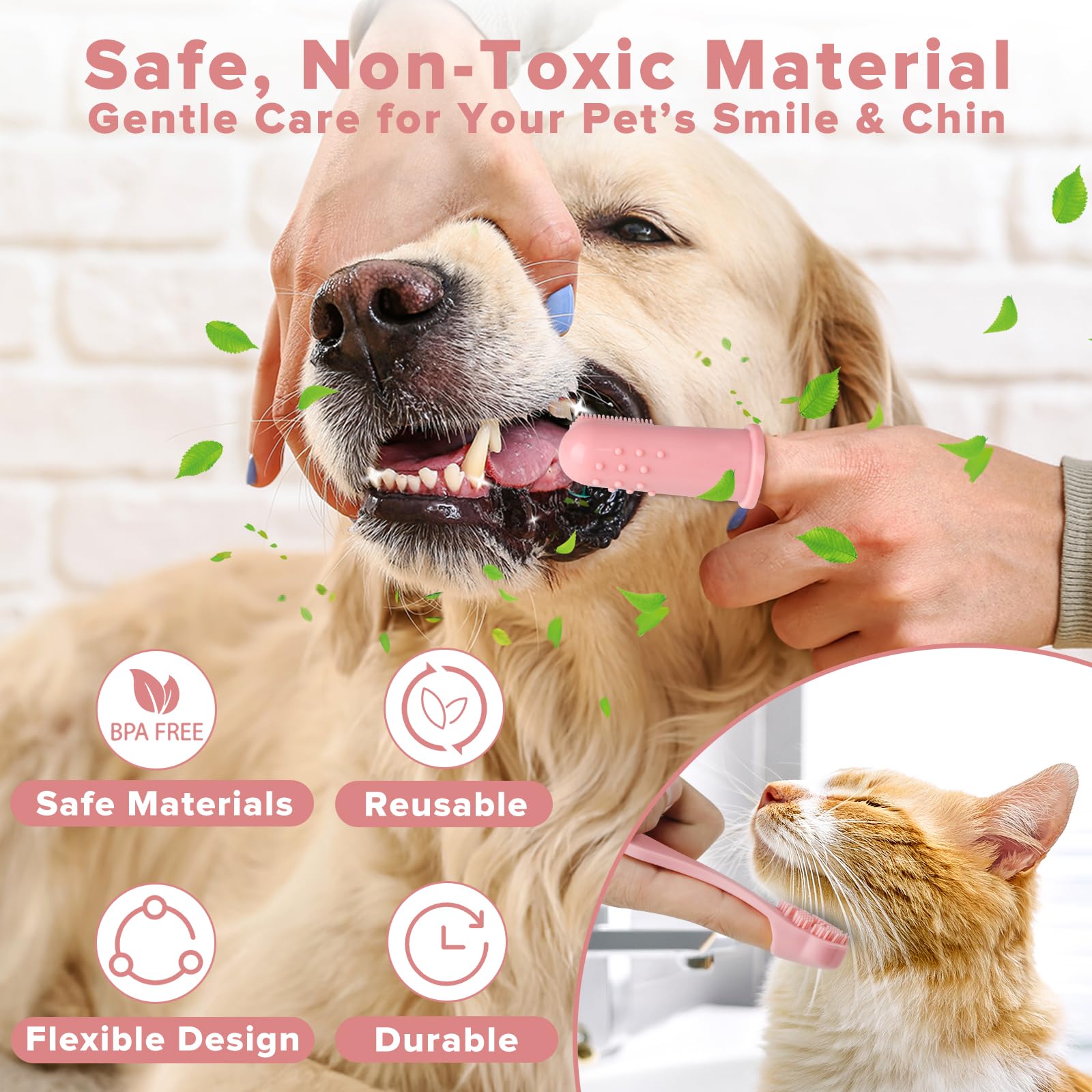 6PCS Grooming & Bath Supplies for Dogs, Cats | Dog Washing Gloves | Dog Bath Brush | Dog Shower Brush | Pet Grooming Gloves | Dog Grooming kit | Pet Supplies for Showerhead & Sprayer (Light Pink)