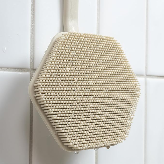 TOOLETRIES Silicone Back Scrubber for Shower with Hook - Sand