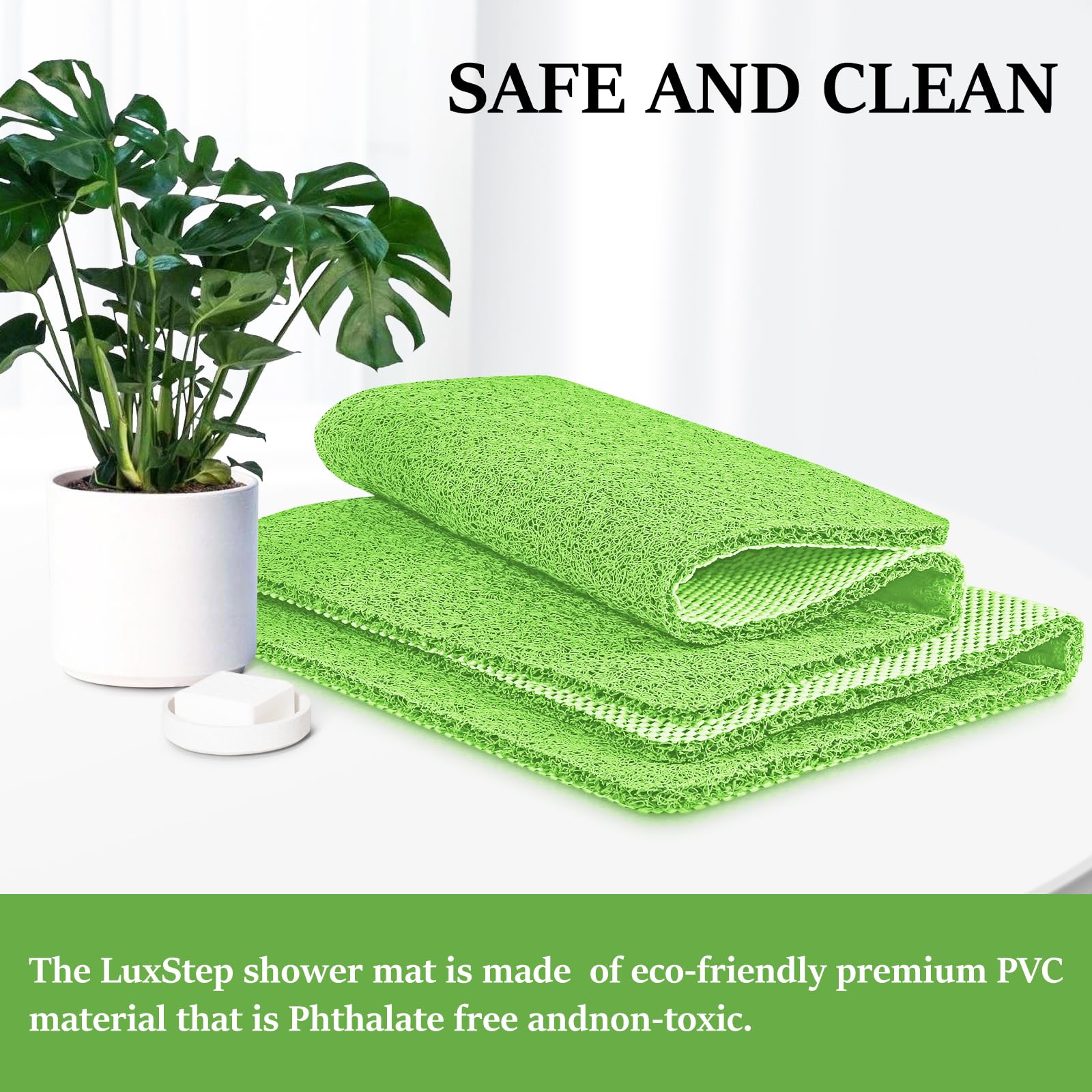LuxStep Shower Mat Bathtub Mat Non-Slip Bath Mat with Drain, Quick Drying