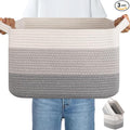 OIAHOMY Woven Storage Basket, Cotton Rope Baskets for Toys,Towel, Clothes, Used to Bathroom,Living Room,Nursery,Bedroom, 16"x12"x10"- Pack of 3, Gradient Gray