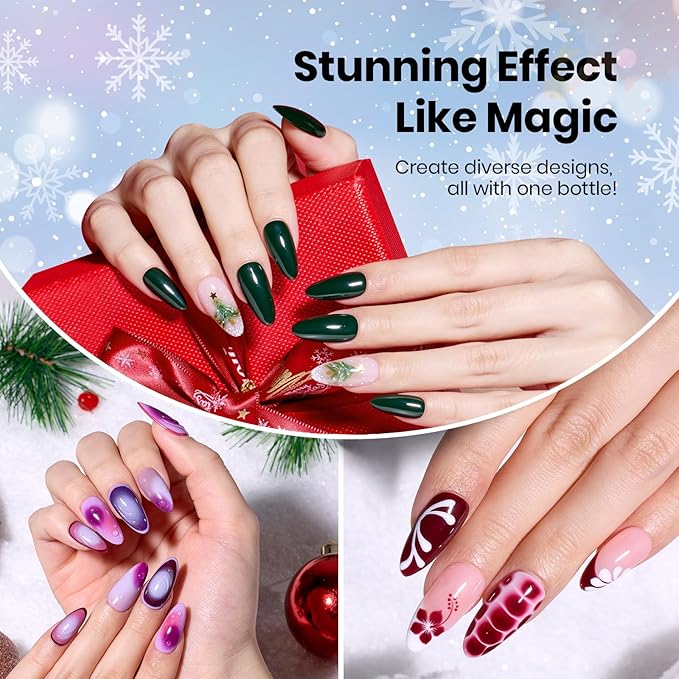Beetles Blooming Gel & Base Top Coat Set, 3PCS 15ML Shine Finish Long Lasting No Wipe Top Coat Gel Nail Polish Base Spreading Marble Effect Soak off UV LED Nail Art Summer Nail Gifts for Women