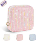 Period Bag for Teen Girls, Colorful Lines Sanitary Napkin Storage Bag, Menstrual Pad Pouches Tampon Holder for Purse (Pink)