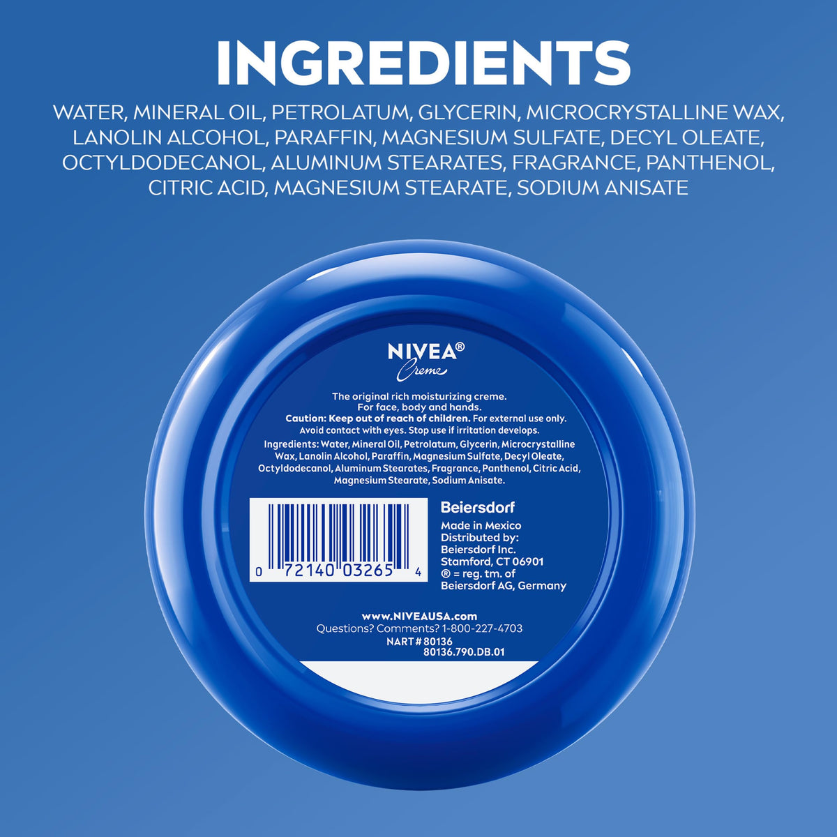 NIVEA Creme Daily Moisturizing Cream for Face, Hand and Body, 16 OZ