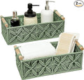 Macrame Storage Basket Boho Decor Baskets for Organizing Woven Decorative Basket for Countertop Toilet Paper Basket for Toilet Tank Top Shelf Basket with Handle for Bathroom Decor Nursery (Set of 2)