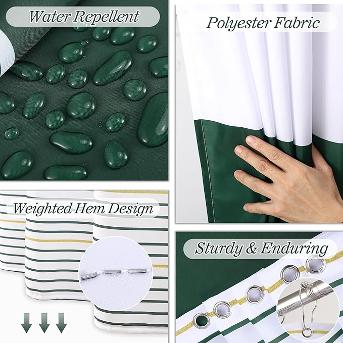 InnJoey Bathroom Set - Bathroom Sets with Shower Curtain and Rugs, 25PC Bathroom Accessory Set, Green Bathroom Accessories Set with Trash Can, Soap Dispensers