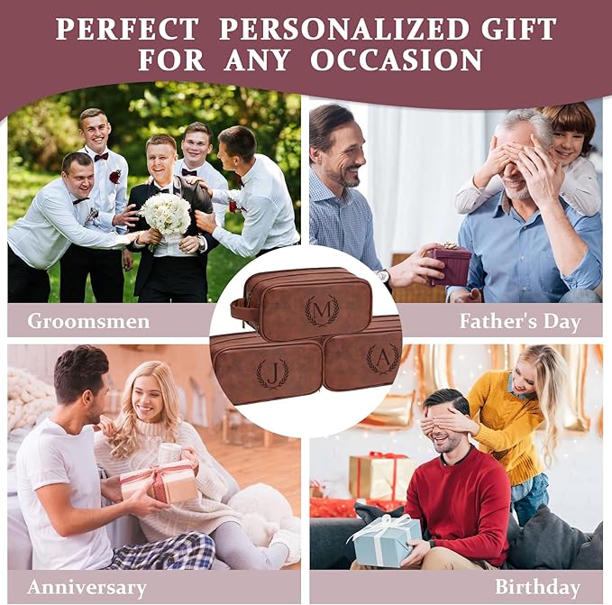 Janhavi Makeup Bag, Groomsmen Gifts, Travel size Toiletries Bag Waterproof, Cruise Ship Essentials, Travel Bag Expandable, Men's Accessories Storage, Travel Essentials Men (Medium, Red Brown, V)