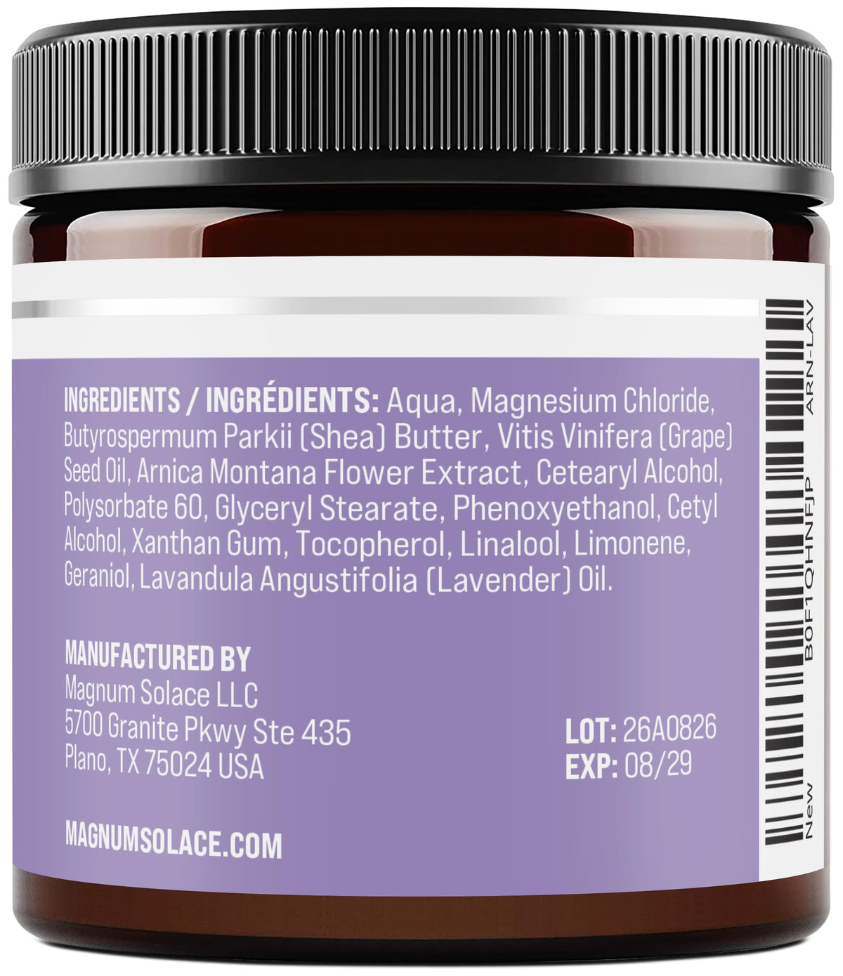 Magnum Solace Nighttime Magnesium Lotion with Arnica – Highly Concentrated Magnesium for Muscles & Joints – Apply to Legs or Feet Before Bed – Skin-Friendly