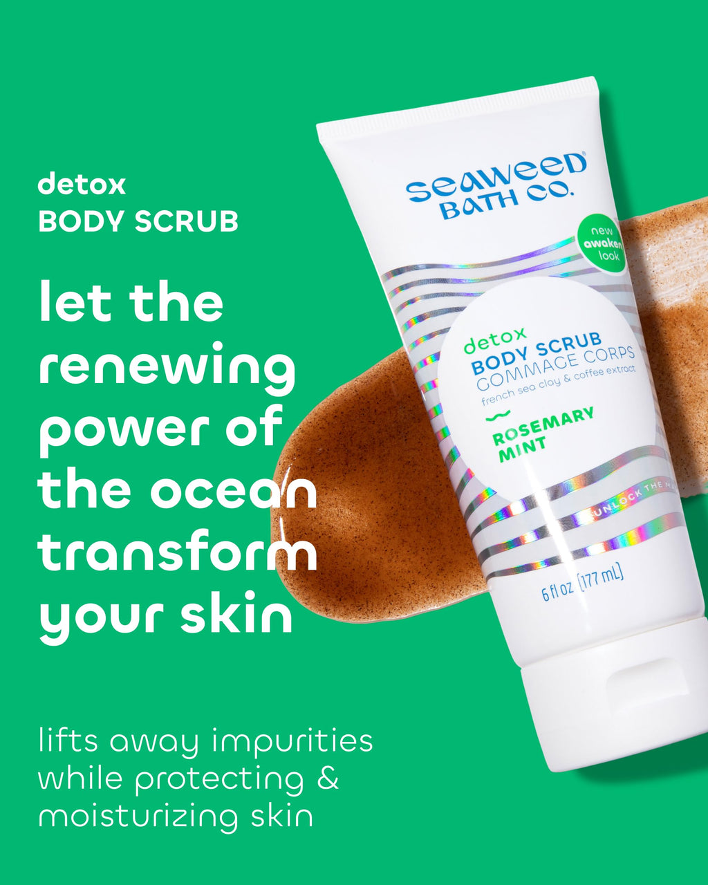 Seaweed Bath Co. Detox Body Scrub, Rosemary Mint, 6 oz