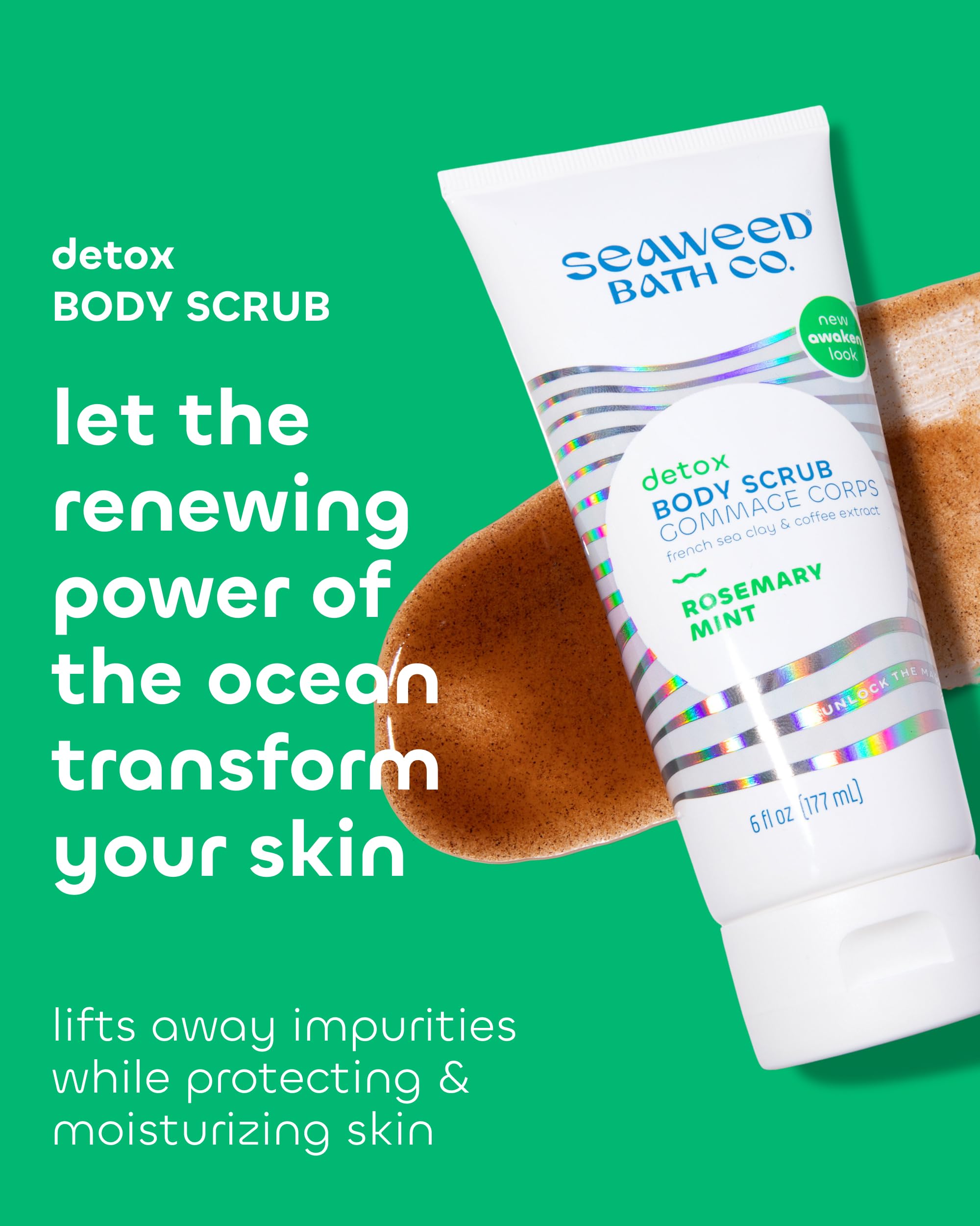Seaweed Bath Co. Detox Body Scrub, Rosemary Mint, 6 oz