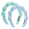 Ztomine Spa Terry Cloth Face Washing Headband Combo - Set of 2 Puffy Makeup Headbands for Facial Care (Blue + Turquoise)