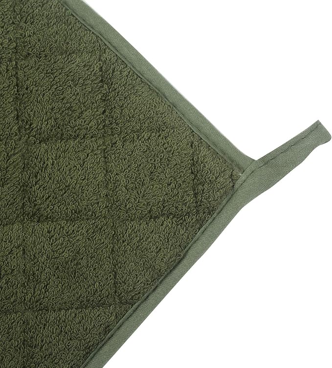 Lifaith Pot Holders for Kitchen, 100% Cotton Terry Pot Holder Set of 5, Heat Resistant Hot Pads for Cooking, Baking, Hot Dishes and Countertop Protection, Olive Green