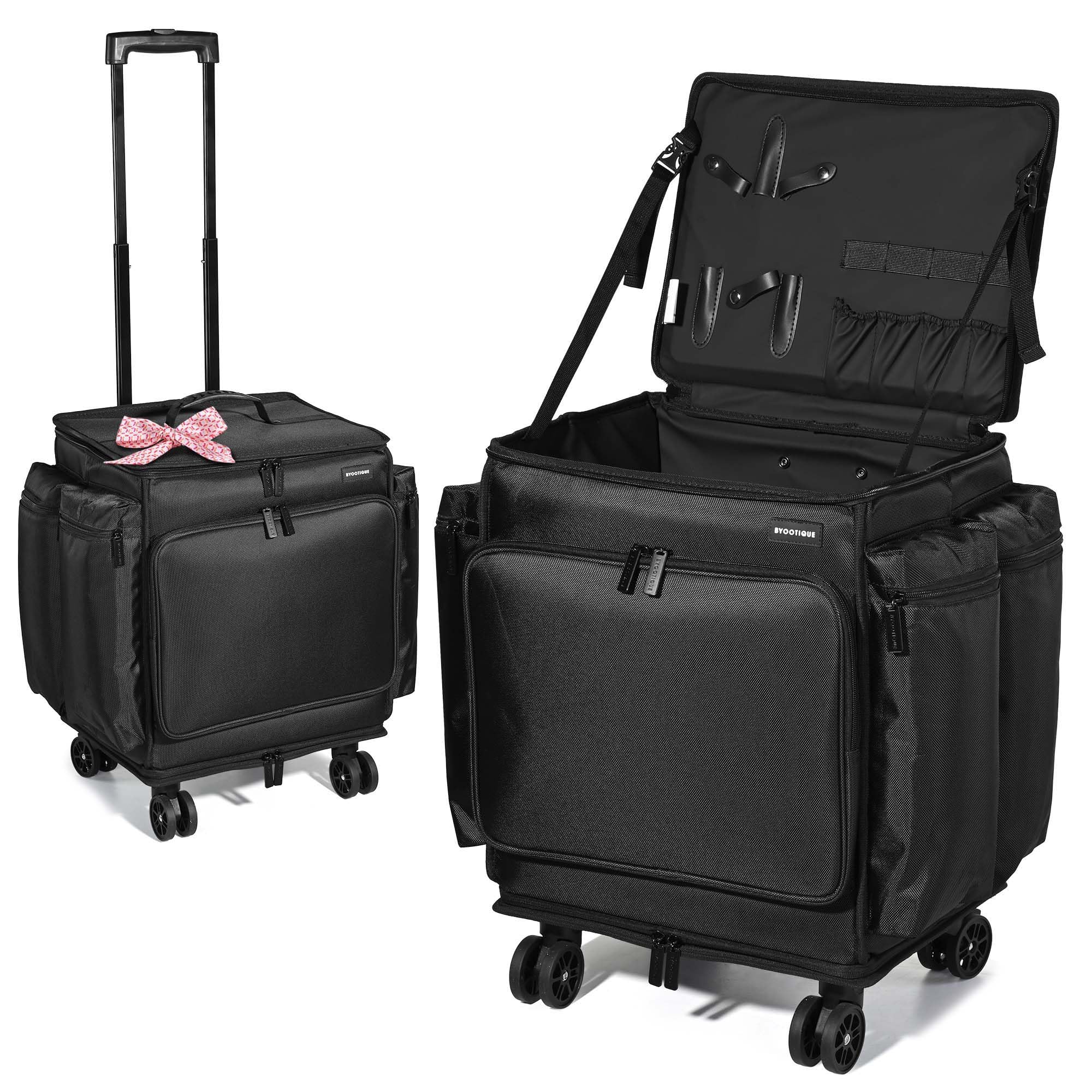 BYOOTIQUE Rolling Makeup Train Case Soft Sided Hairstylist Travel Case
