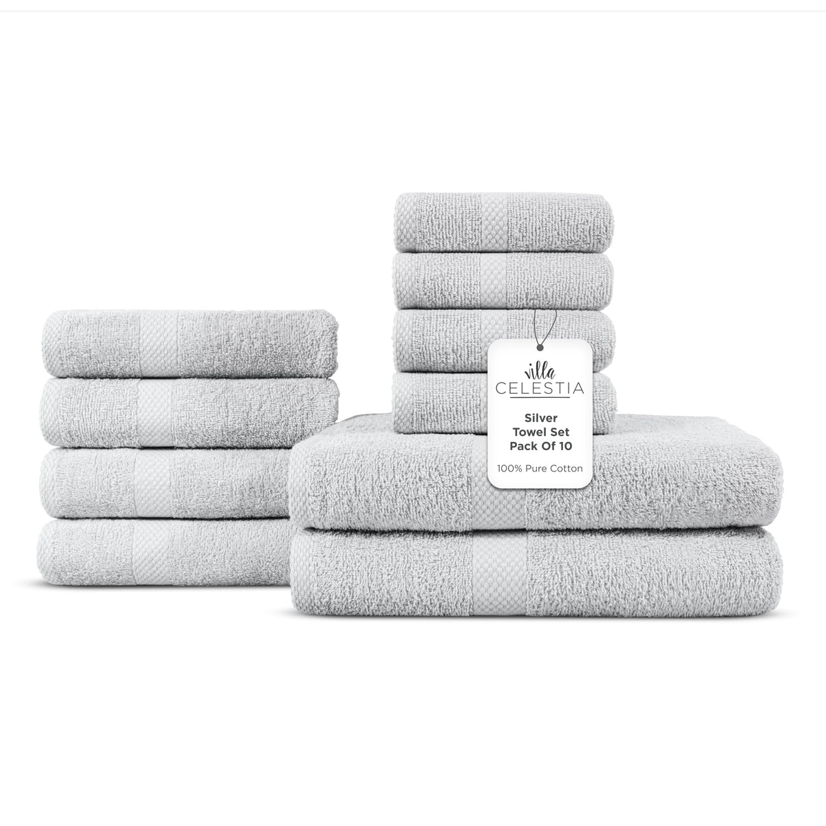 Villa Celestia Cotton Hand Towels Set of 4, 16 x 28, Oeko-TEX Certified, Quick Dry, Sage