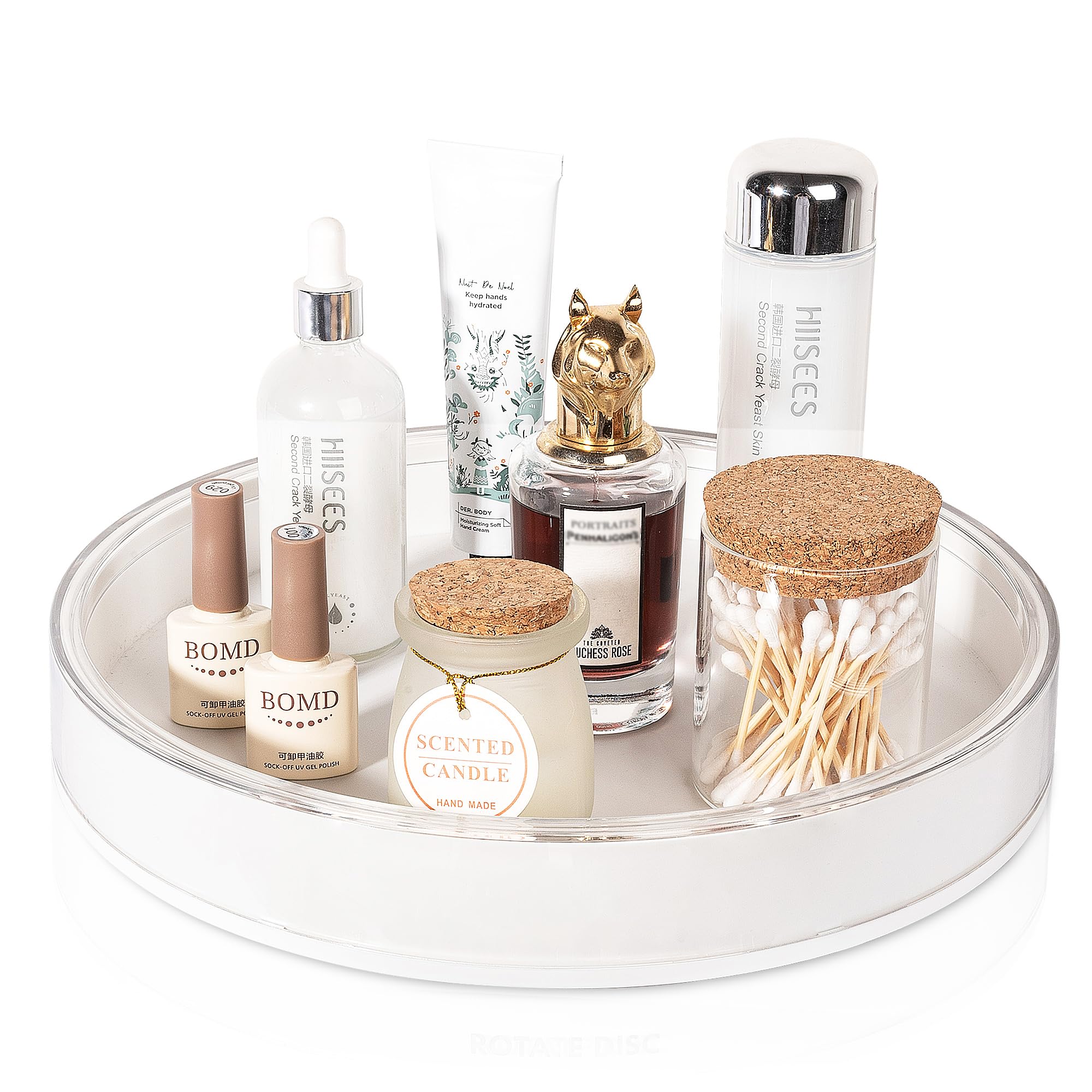 360 Rotating Makeup Organizer Perfume Tray Skincare Holder, Large White