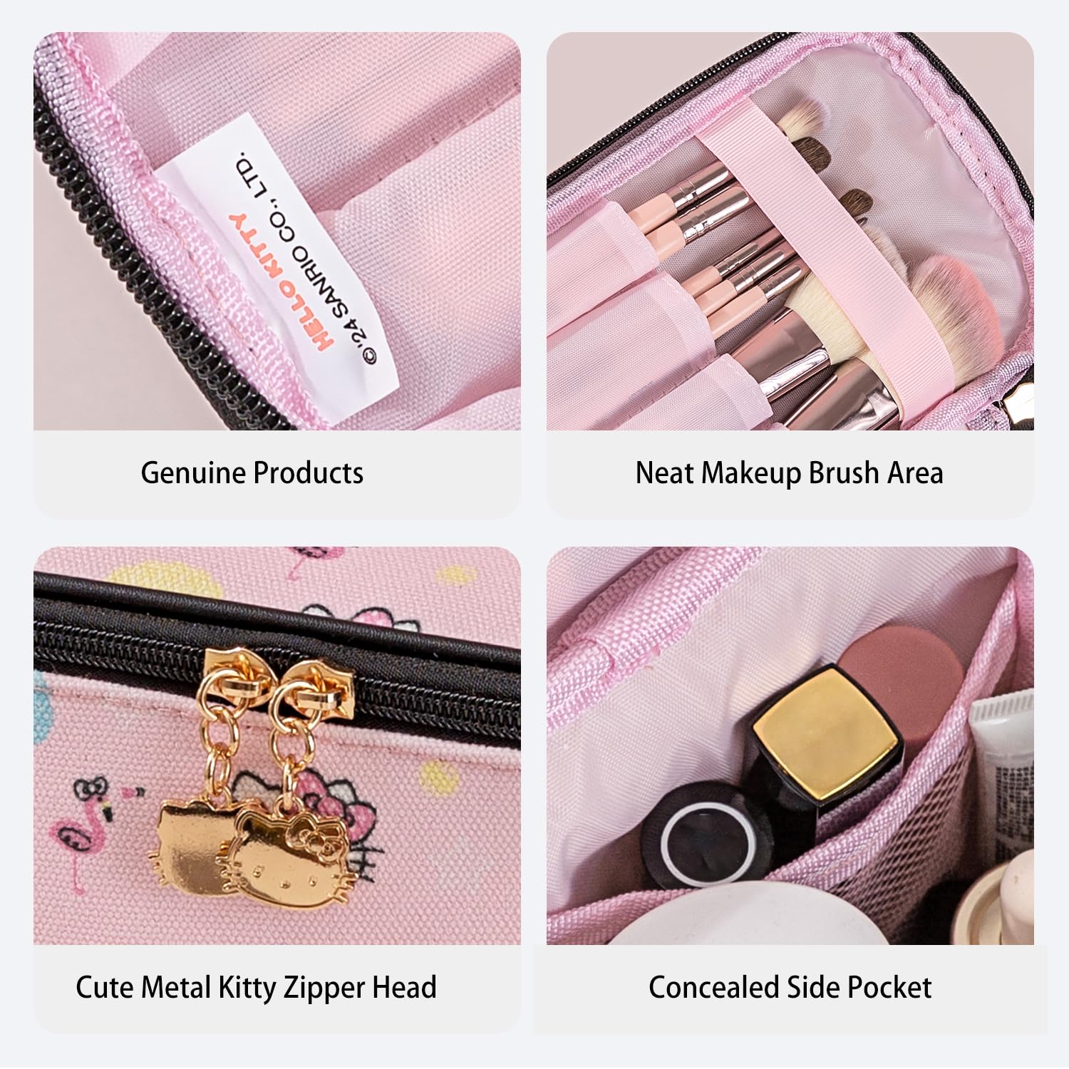 Vimanllie Cosmetic Bag Large Makeup Bag |Travel Toiletry Bags Organizer for Women | Pink Canvas Case with Brush Holder for Girls - Beauty Organizer for Home & Travel with Handle