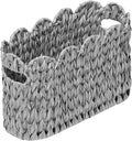 Coeusy Grey Toilet Paper Storage Basket,Scalloped Baskets for Bathroom Organizers and Storage,Waterproof Plastic Wicker Basket for Bathroom,Laundry Room