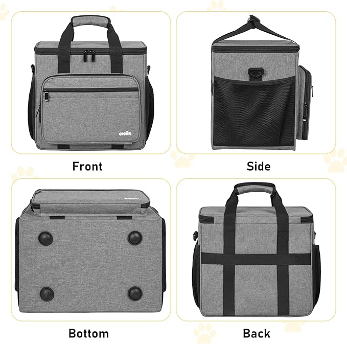 GMAK Pet Grooming Bag, Dog Grooming Tote Bags Supplies Organizer Case Pets Tools Organizer Tote for Dog Cat Grooming Tool Kit and Accessories, Grey(Bag Only)
