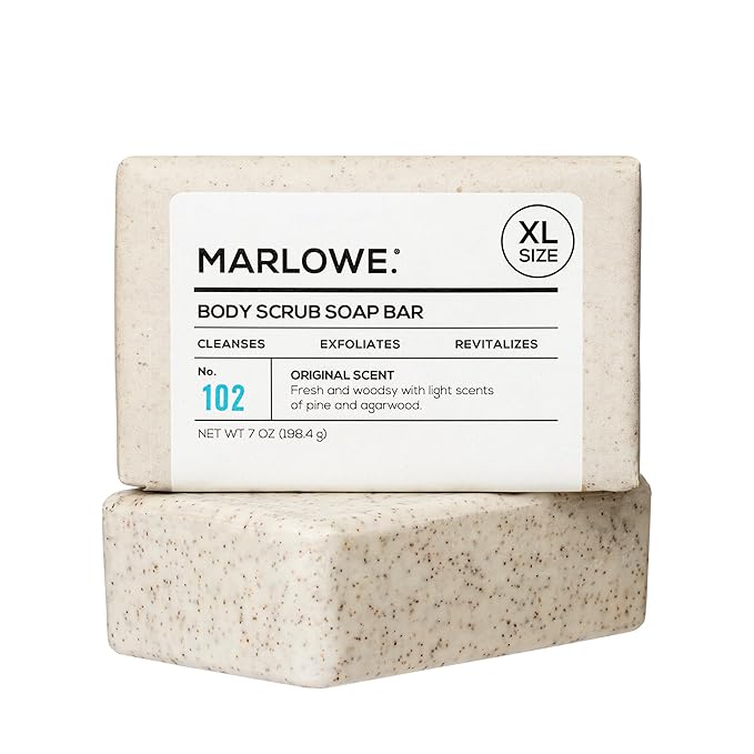 MARLOWE. Body Scrub Soap, Exfoliating Soap Bar, Sage + Fir, 7 oz