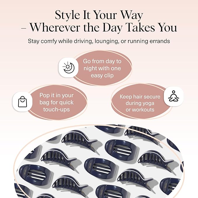 Kitsch Large Flat Claw Clips for Women - Stylish Flat Hair Clips, Strong Hold for Thick & Fine Hair | Non-Slip for Secure, Comfortable All-Day Wear - Blue Orchid, 1pc