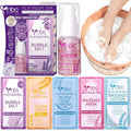 nbc BeautiLab Pedicure Kit Foot Soak Set: Bubble Salt, Sugar Scrub, Massage Mask, Massage Lotion in a Box, 4 Step Foot Spa Kit for Dry Feet,Tired Feet(Lavender)