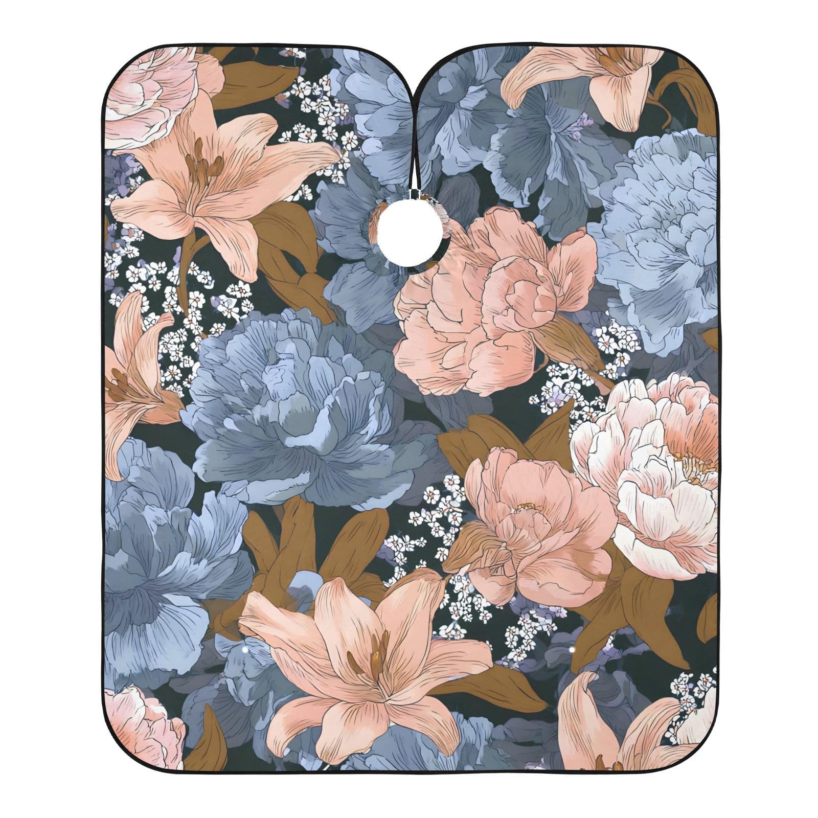 ALAZA Colorful Flowers Barber Cape for Men Women, Waterproof Haircut Apron Beard Shaving Bib Hair Cutting Cloth 55 x 65 Inch
