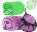 2 Pack African Net Sponge Exfoliating Body Scrubber Bath Sponge for Daily Use (Light Purple + Light Green)