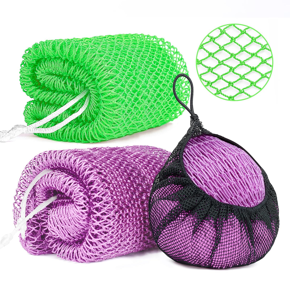 2 Pack African Net Sponge Authentic, Exfoliating Body Scrubber Bath Sponge
